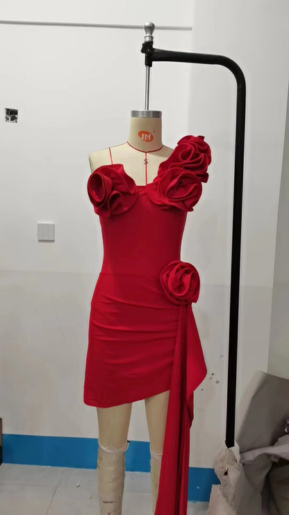 2024 Sexy Red 3D Ruffle Flower One Piece and Skirt set Swimwear beachwear Party Dress  Clearance Wholesale