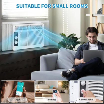 Ar Condicionado de Janela 5000 BTU com Controle Remoto - Refrigera Ambientes de até 14m², Baixo Ruído e Economia de Energia para Quarto, Escritório, Dormitório