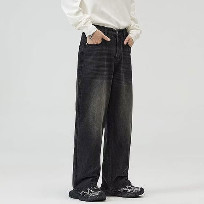 Calça Jeans Masculina Clássica Americana Hip Hop Rap Perna Larga Juventude Popular Masculina Reta Retrô Solta Calças Jeans Oversized