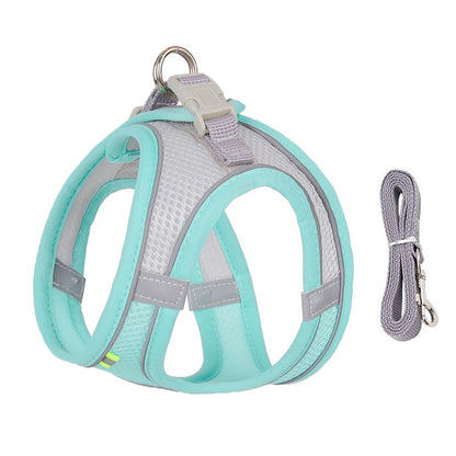 Conjunto de Coleira e Peitoral para Cães Pequenos Ajustável Peitoral Colete para Cães e Gatos Filhotes Bulldog Francês Chihuahua Pug Caminhada ao Ar Livre Guia Coleira