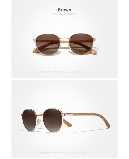 KINGSEVEN Sunglasses For Men UV400 Polarized Women’s  Eyeglass Frame Natural Wood Fashion Sun Glasses  Protection Eyewear