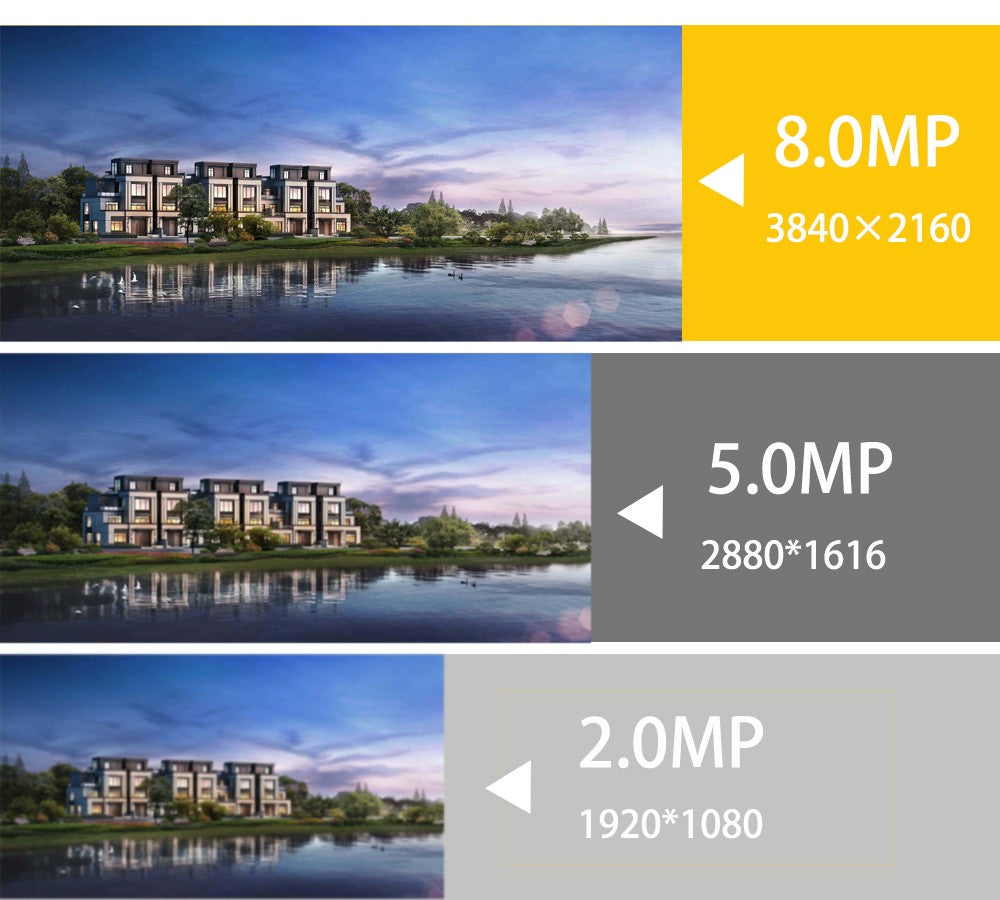 Câmera IP de segurança dome/turret externa UltraHD 4K 8MP PoE Onvif 3840x2160, detecção humana, visão noturna colorida com luz dupla 30 metros
