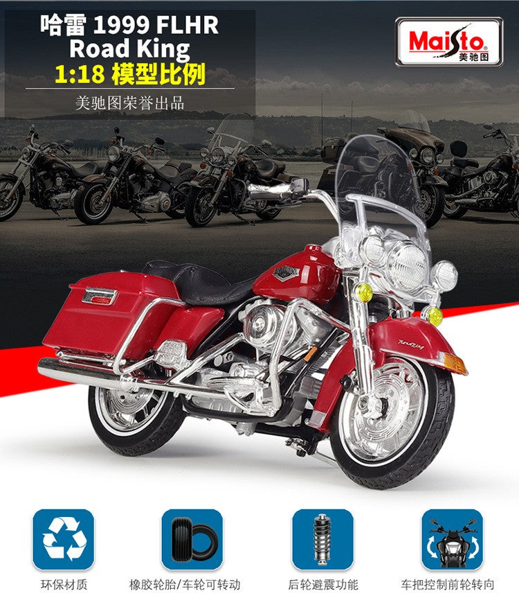 Maisto 1:18 Harley Road King 1999 FLHR Road King Imitação Liga Modelo de Motocicleta com Base Coleção de Presente de Brinquedo para Exibição