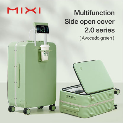 Mixi NOVA Mala de Viagem com Estrutura de Alumínio e Rodas, com Porta USB, Suporte para Copo e Celular, Bagagem de Mão de Bordo 20 24 Polegadas