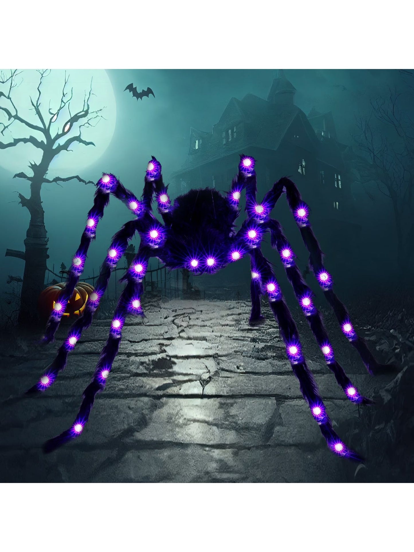 Joyfy 5 ft Light Up Giant Spider Halloween Decorations Scary Spider Halloween Outdoor Party Decorations Props Halloween Yard