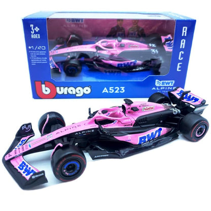 Bburago 1:43 Carro de Fórmula 1 McLaren Mercedes Ferrari SF25 Redbull Racing AlpineA525 Miniatura Colecionável de Metal Fundido Verstappen