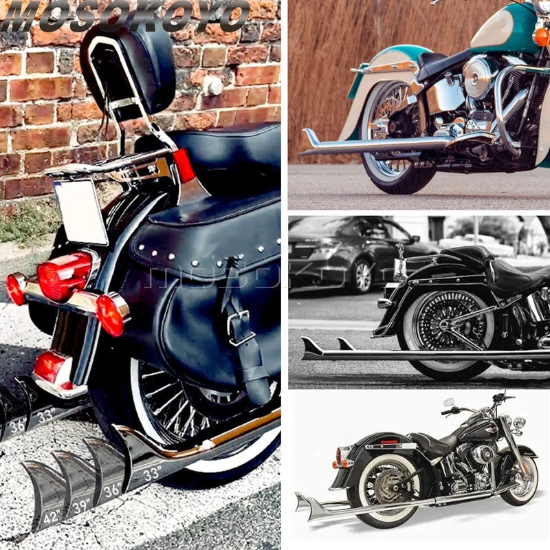 Fishtail Exhaust Pipes 42" Mufflers For Harley Softail Standard Deuce Springer Rocker Night Train Deluxe Heritage Classic 07-17