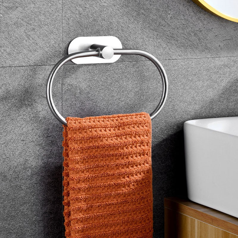 Self-adhesive Bathroom Towel Ring Hook Hardware Accessories Storage Holder Stainless Steel Hand Towel Holder Modern Round Towel
