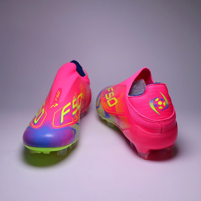 SLIP-ON Mens Soccer Shoes Non-Slip Turf Soccer Cleats for Youth  Without-Lace TF/FG Training Football Boots Chuteira Campo 35-45