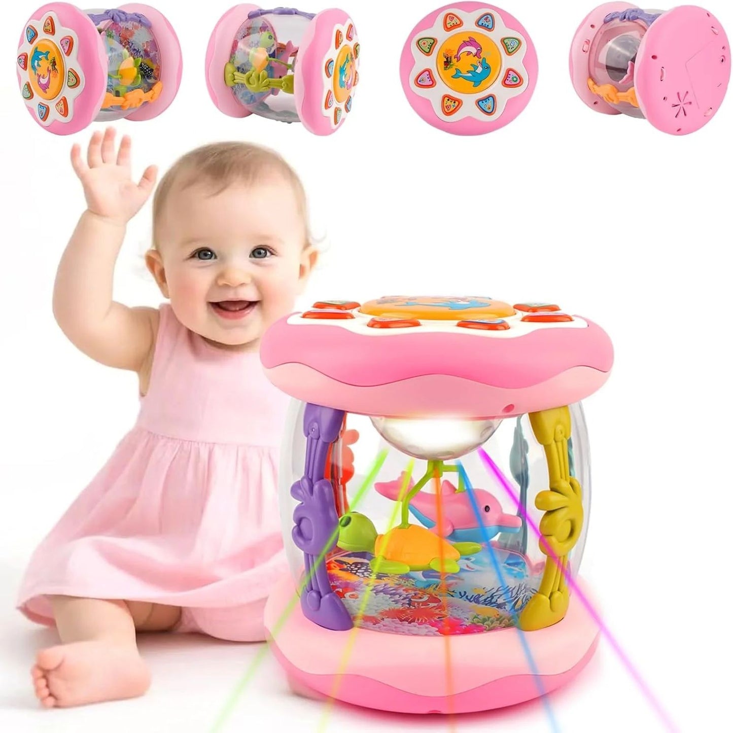 Brinquedo Musical Interativo com Luzes Giratórias 360° que Promove o Aprendizado da Caminhada, Agarrar e Engatinhar do Bebê