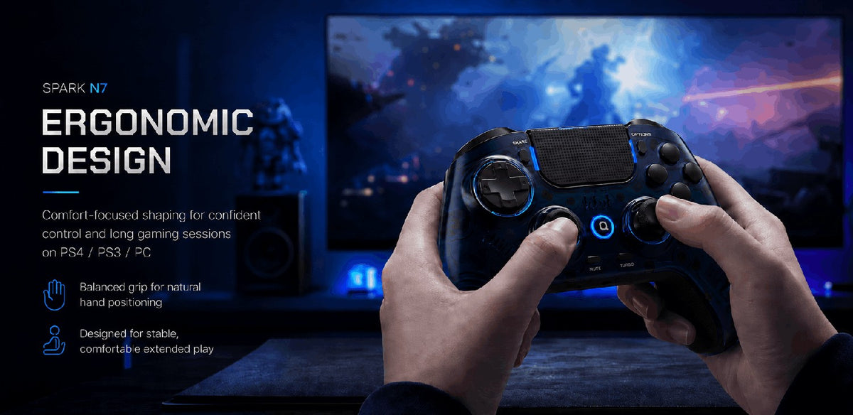 QRD Spark N7 2.4Ghz Wireless Controller for PS4/PS3/PC Direct Connect Hall Effect Vibration Effect Gamepad For PS5 Via Converter