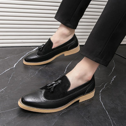 Men Business Dress Casual Fashion Elegant Formal ShoesSlip-on Evening Dress Loafers Party Tassel Leather Shoes Wedding Shoes