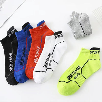 5 Pares Meias esportivas de alta qualidade Verão Masculino Meias Curtas Masculinas Respiráveis Meias de Tornozelo Algodão Fina Pretas Meias Masculinas de Corrida