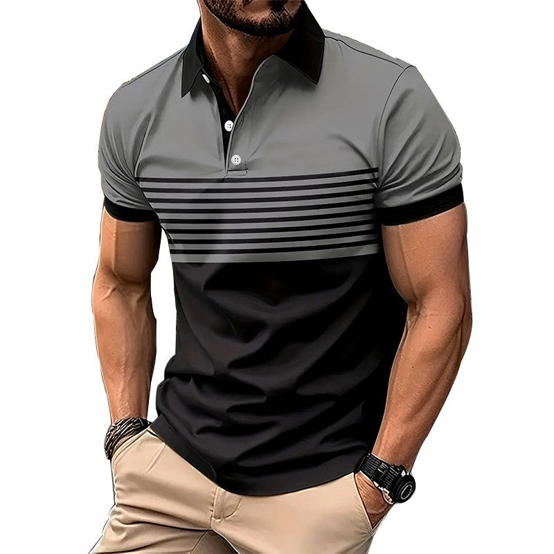 Summer Men's Fashion Item Short Sleeved Regular Edition Button Up Collar Polo Shirt Men's Business Top