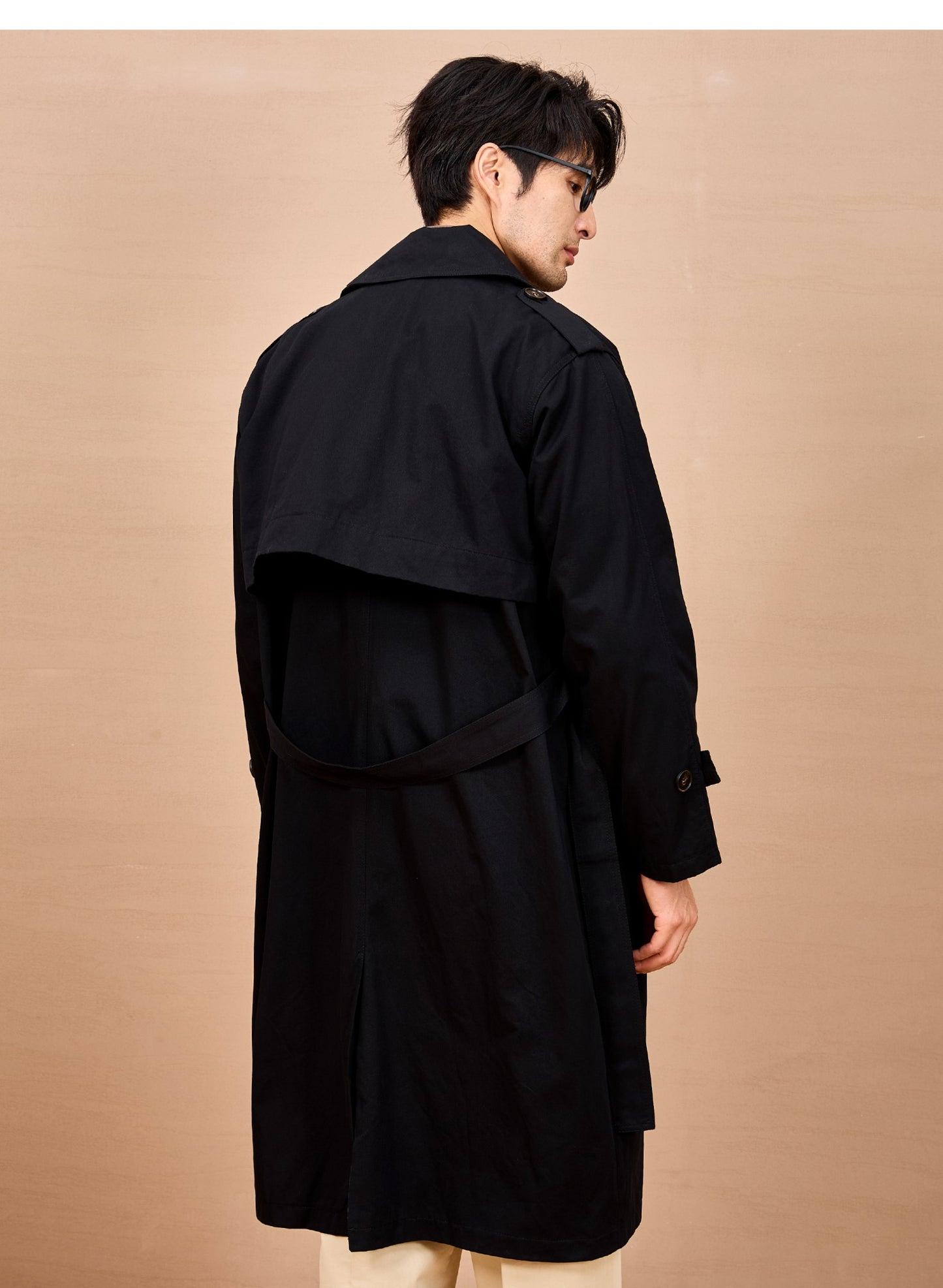 Mauroicardi Spring Autumn Long Black Khaki Trench Coat Men Shoulder Pads Double Breasted Chic British Style Fashion Clothes 2025