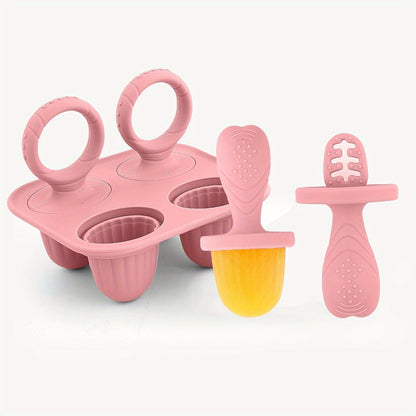 Baby Silicone Mold Set,Teething Teether,Perfect for Freezing Breast Milk, Formula & Smoothies - Essential Baby Feeding Accessory