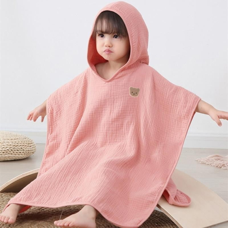 E06F Baby Hooded Bath Towel Ultra-absorbent 4 Layers Soft Cotton Bathrobe Blanket Sleepwear Children Clothing Infant Poncho-
