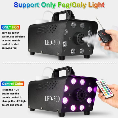 New LED Timer Disco Smoke Machine 500W Remote Dj Halloween Smoke Spraying Equipment Christmas Wedding Party Stage Fog Machine