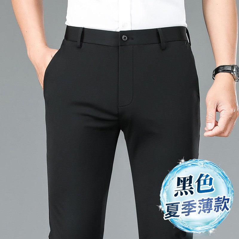 29-40 Men's Summer Pants Thin Straight Stretch Casual Pants with No Trace  khaki man trousers for work Fabric Silky Cool Feeling