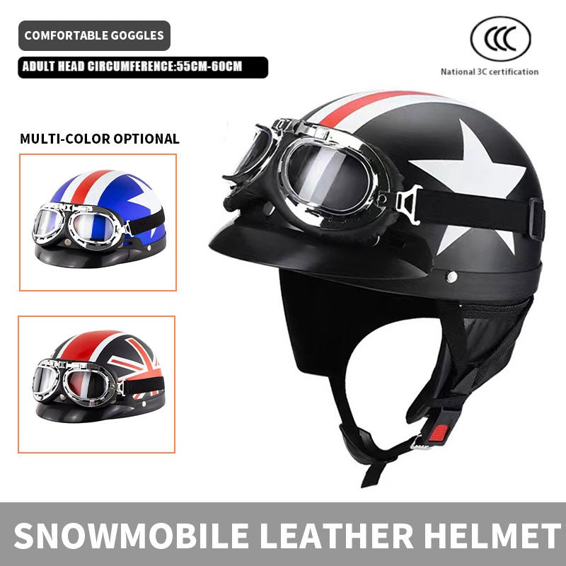 Capacete de motocicleta, equipamento de segurança para proteção de pilotagem de snowmobile masculino e feminino, capacete retrô elegante,