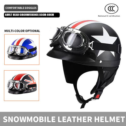 Capacete de motocicleta, equipamento de segurança para proteção de pilotagem de snowmobile masculino e feminino, capacete retrô elegante,