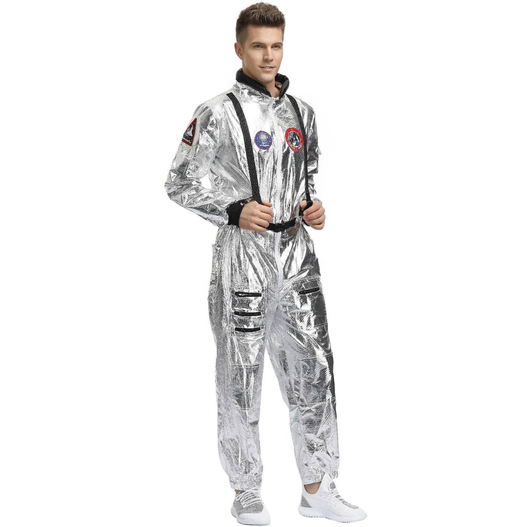Astronaut Costume Spacesuit Silver Spaceman Men Women Space Suit Halloween Christmas Performance Spacesuit Costume Party Gift
