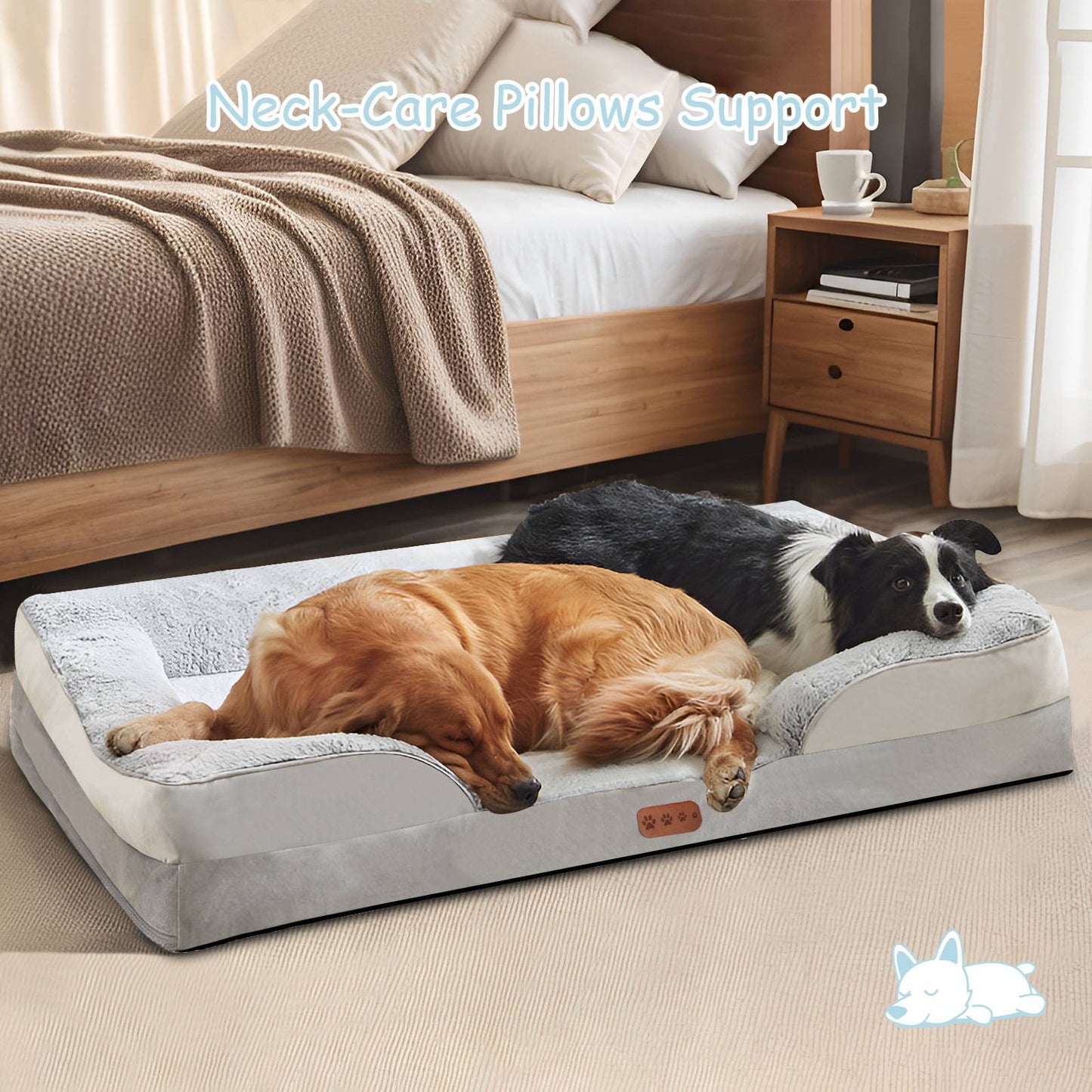 Tapete de dormir para cães de médio e grande porte Cama para cães quadrada Sofá para animais de estimação com espuma viscoelástica Almofada espessa e quente de inverno para cães Capa removível