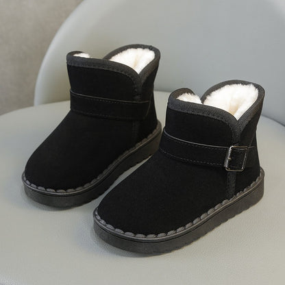 Boys Thermal Boots Kids Versatile Casual Buckle Non-slip Children Fashion Simple Non-slip Girls Snow Boots Cotton Winter Autumn