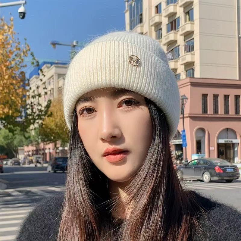 Chapéu de Inverno Feminino Outono Inverno, Gorro de Malha Grosso Versátil, Chapéu de Inverno Quente à Prova de Vento de Cor Sólida para Mulheres, Boné Casual para Atividades ao Ar Livre