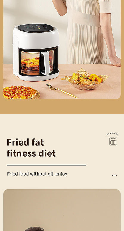 Fritadeira Elétrica Inteligente, Forno de Convecção de Grande Capacidade, Fritadeira Sem Óleo, Cozinha, Assado 360°, Janela Visível, Eletrodoméstico