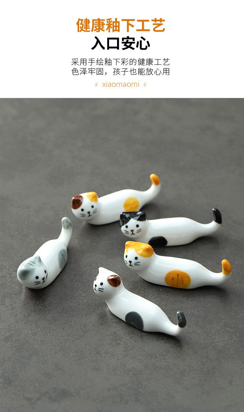 5 peças Kawaii Gato Suporte para Hashi Cerâmica Descanso de Hashi para Casa Restaurante Acessórios de Mesa Suprimentos Apoio de Hashi