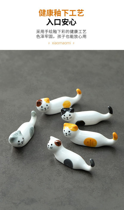 5 peças Kawaii Gato Suporte para Hashi Cerâmica Descanso de Hashi para Casa Restaurante Acessórios de Mesa Suprimentos Apoio de Hashi