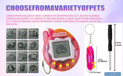 64-6PCS Virtual Pet Keychain Tamagotchi Electronic Toys for kids Video Game Party Favors Birthday Gifts School Classroom Prizes