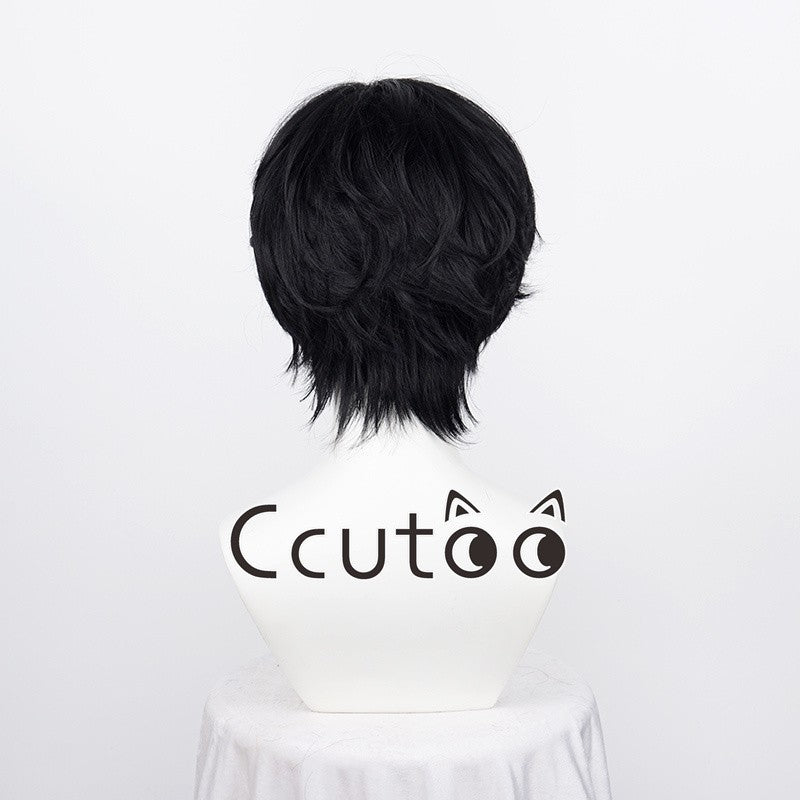 Peruca Curta Preta Anime Portgas D. Ace Cabelo Sintético Resistente ao Calor Perucas Cosplay + Touca de Peruca