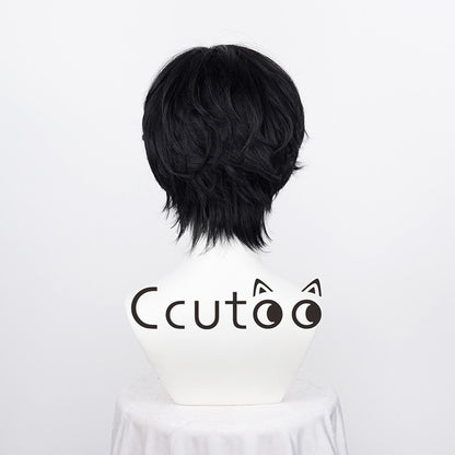 Peruca Curta Preta Anime Portgas D. Ace Cabelo Sintético Resistente ao Calor Perucas Cosplay + Touca de Peruca