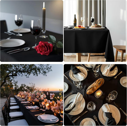 Black Rectangular Tablecloth - 54 x 108 inches - Disposable tablecloths for meals, parties and other occasions.