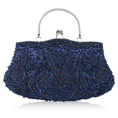 Women Clutch Bags Embroidered Sequins Beaded Chain Shoulder Bag Wedding Party  Banquet Handbag Women Solid Retro Small Totes