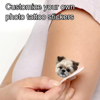 Personalized Tattoo Stickers With Pet Photo, Customizable Family Photos Tattoo Stickers, 2 Sizes: S/M, Valentine's Day Gifts,