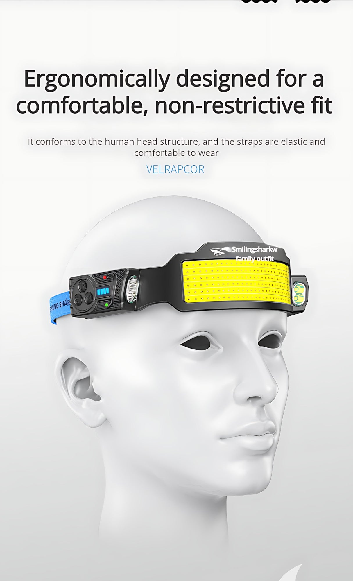 Wave Sensor Headlamp 2400mAh USB Charging Head Light 6 Modes with 315° Rotatable Side Lights For Fishing Outdoor Riding Camping