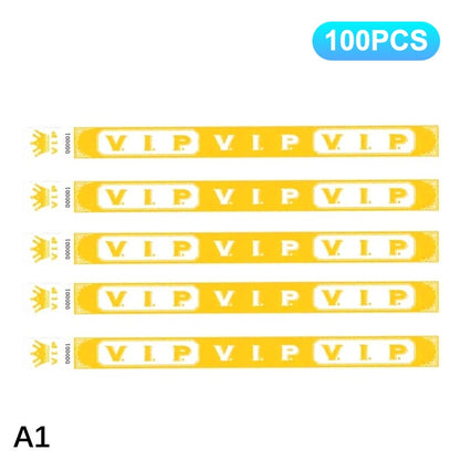 100pcs VIP Neon Paper Bracelets Fluorescent Waterproof Disposable Bracelets Tamper-Proof For Parties, Music Festivals & Events