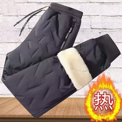 Men's Winter Thiened Fce Lined down Cotton Pants Casual Snowy Work Trousers Warm Lamb Velvet Long Pants Faion Urban Sle