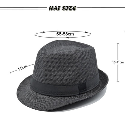 Fashion Unisex Women Men Straw Hat Ribbon Curling Brim Jazz Fedora Hat Panama Gangster Cap Outdoor Beach Parent-Child Sun Hats
