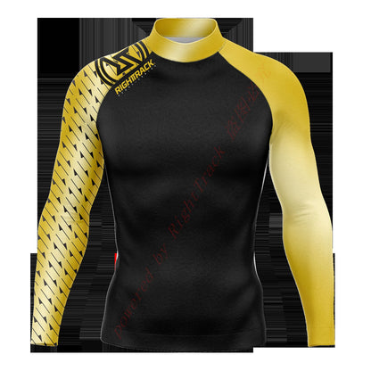 Hot Men's Surfing Shirt Nautical Diary Lycra Rashguard RIGHTTRACK For Surf Sportswear Beach UV Swimwear UPF50+ Clothes