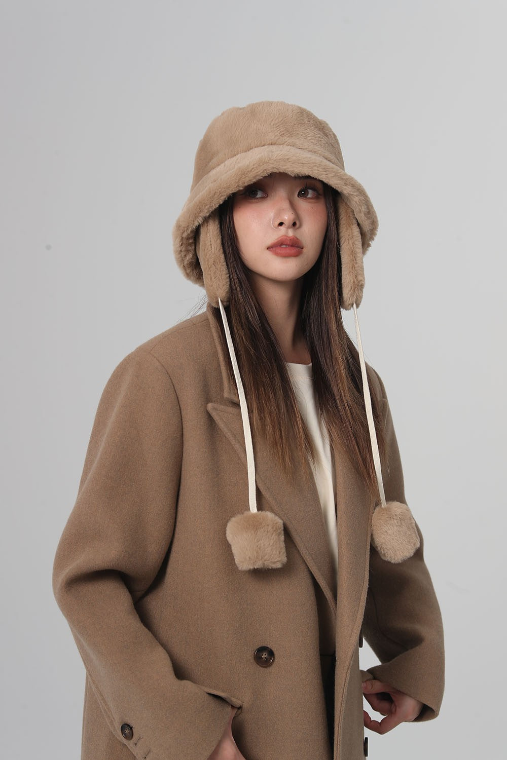 Bomber Winter warm bucket hat hats for women Golf cap Hiking hat fur hat Winter hat Barrel cap Cotton fabric Ear protection cap