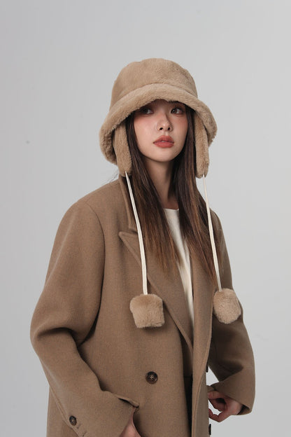 Bomber Winter warm bucket hat hats for women Golf cap Hiking hat fur hat Winter hat Barrel cap Cotton fabric Ear protection cap