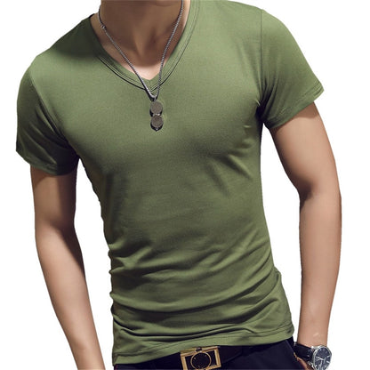 7 Colors Slim Man's T-shirt Short Sleeve Streetwear Gym Clothing Tee Top Plain Running Shirt Camiseta Masculina Tee Shirt Homme