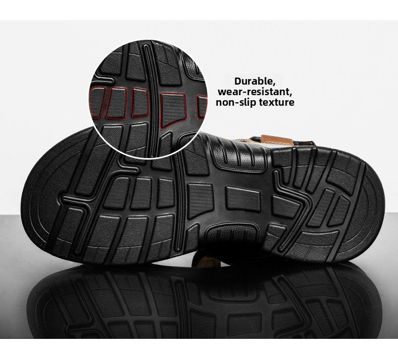 Fashion Men's Sandals Summer Soft Beach Flip Flop Comfortable Genuine Leather Sandals Outdoor Men Roman Sandals Size 46