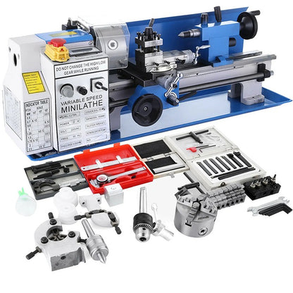 Máquina de torno para metal CJ0618 Mini 0-2500 RPM, velocidade variável, de bancada, multifuncional, de precisão, em metal