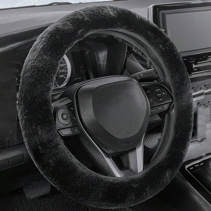 Capa de volante de carro sem anel interno de pelúcia de inverno quente macia confortável antiderrapante elástica capa de guidão elástica