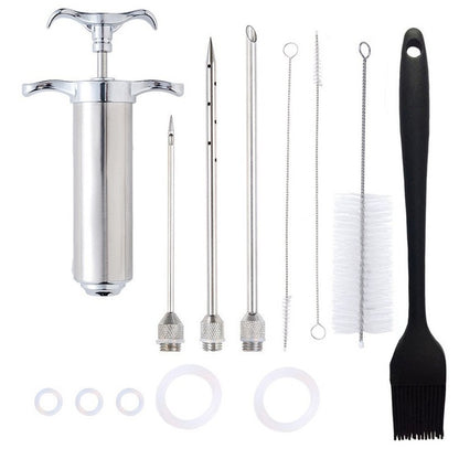 Conjunto de Injetor de Temperos em Aço Inoxidável para Carne, Peru, Frango, Injetor de Sabor, Molho de Cozinha, Injeção de Marinada, Acessórios de Cozinha Doméstica